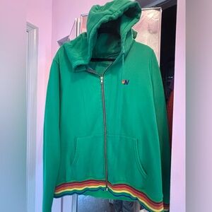 Aviator Nation green zip up hoodie